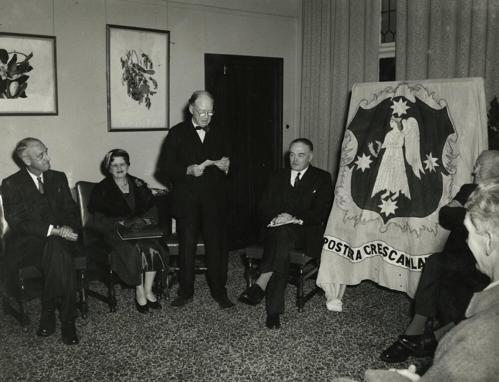 Presentation of portrait of Dr. Rowden White, University of Melbourne, 10 June 1959.
