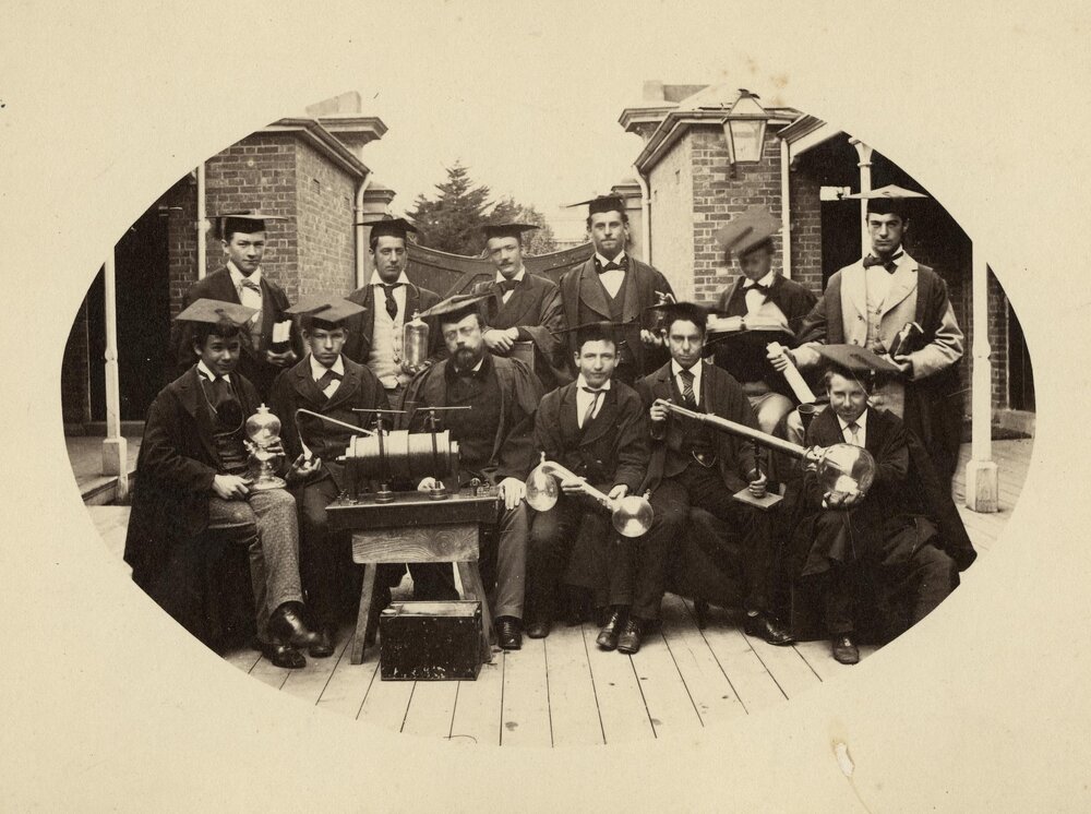 Professor John Drummond Kirkland and Chemistry students, University of Melbourne, circa 1878.