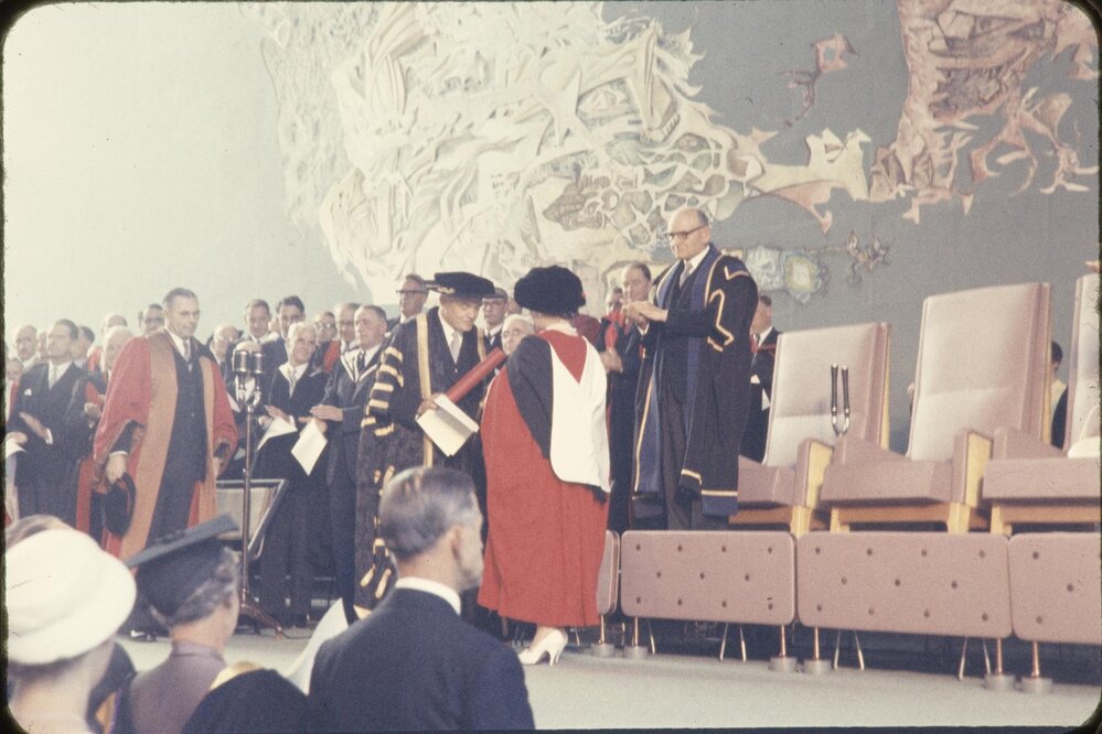 Queen Mother visiting University of Melbourne, March 1958.