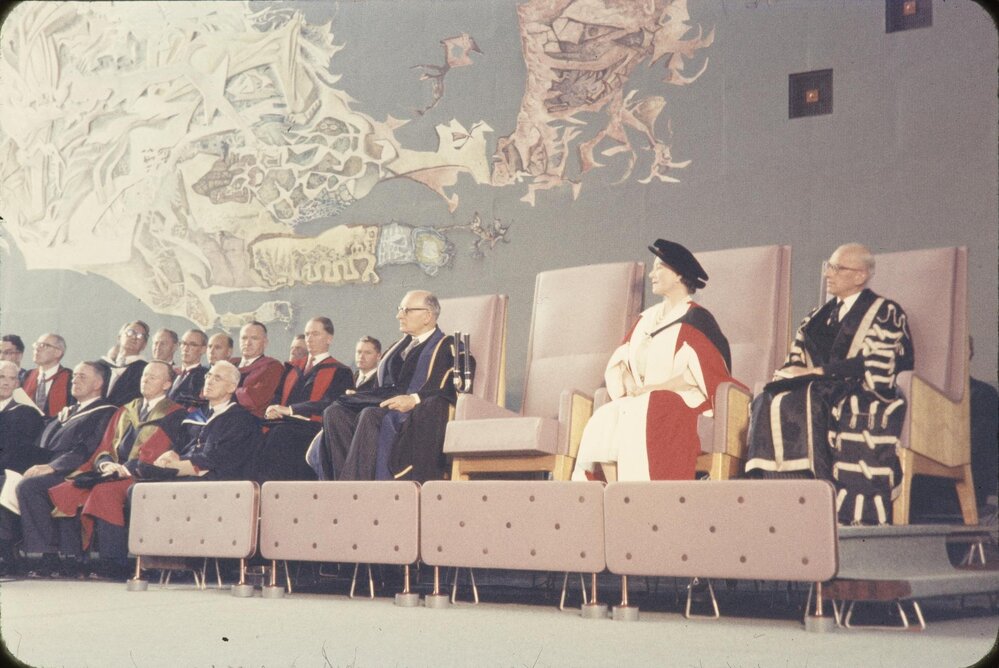 Queen Mother visiting University of Melbourne, March 1958.