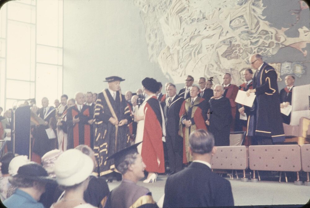 Queen Mother visiting University of Melbourne, March 1958.