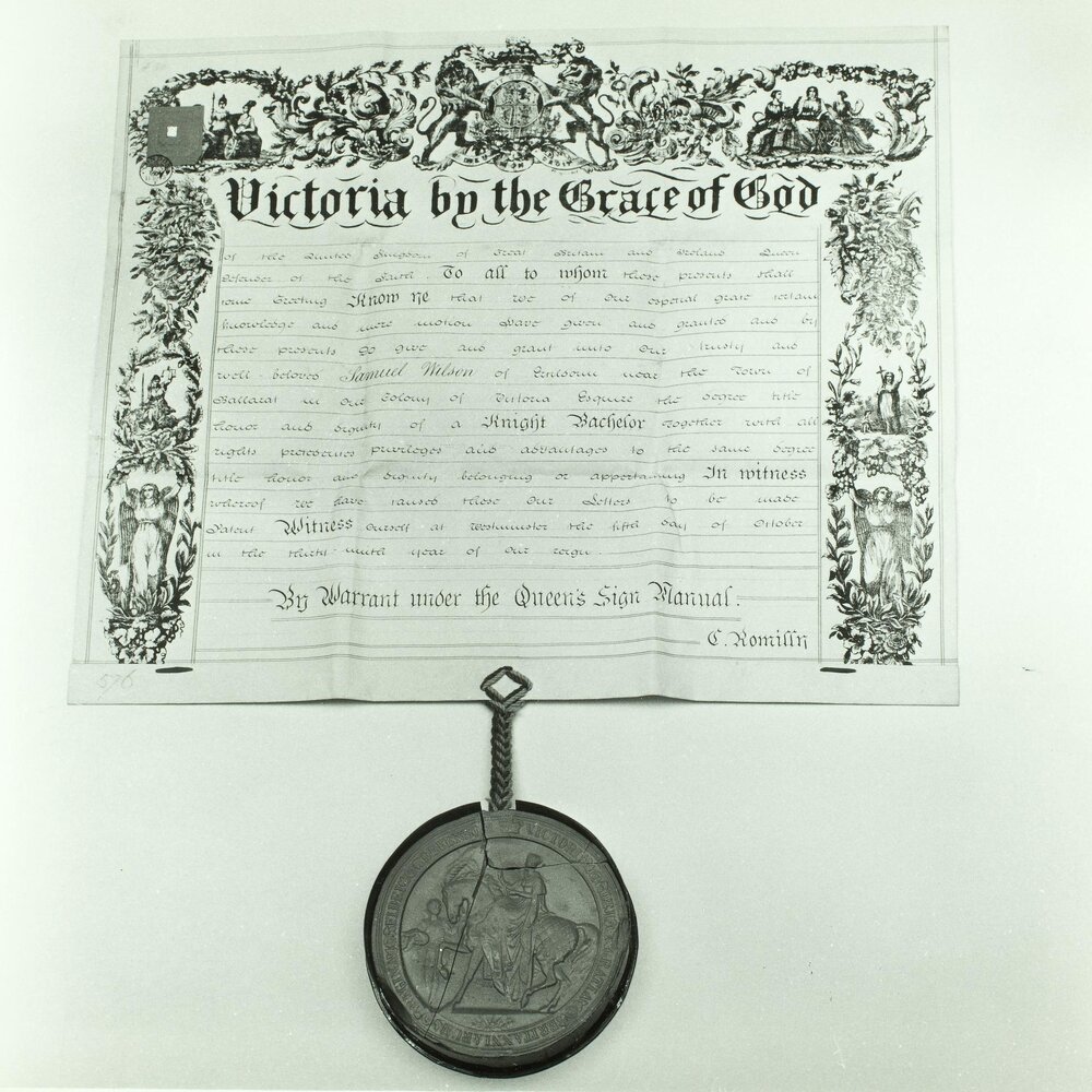 Sir Samuel Wilson - Letters Patent, University of Melbourne, 1875.