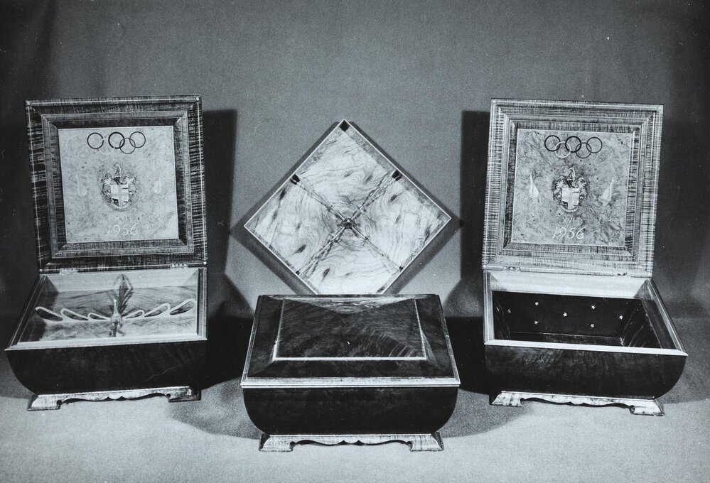 Souvenir boxes from the Olympic Games, Melbourne, 1956.