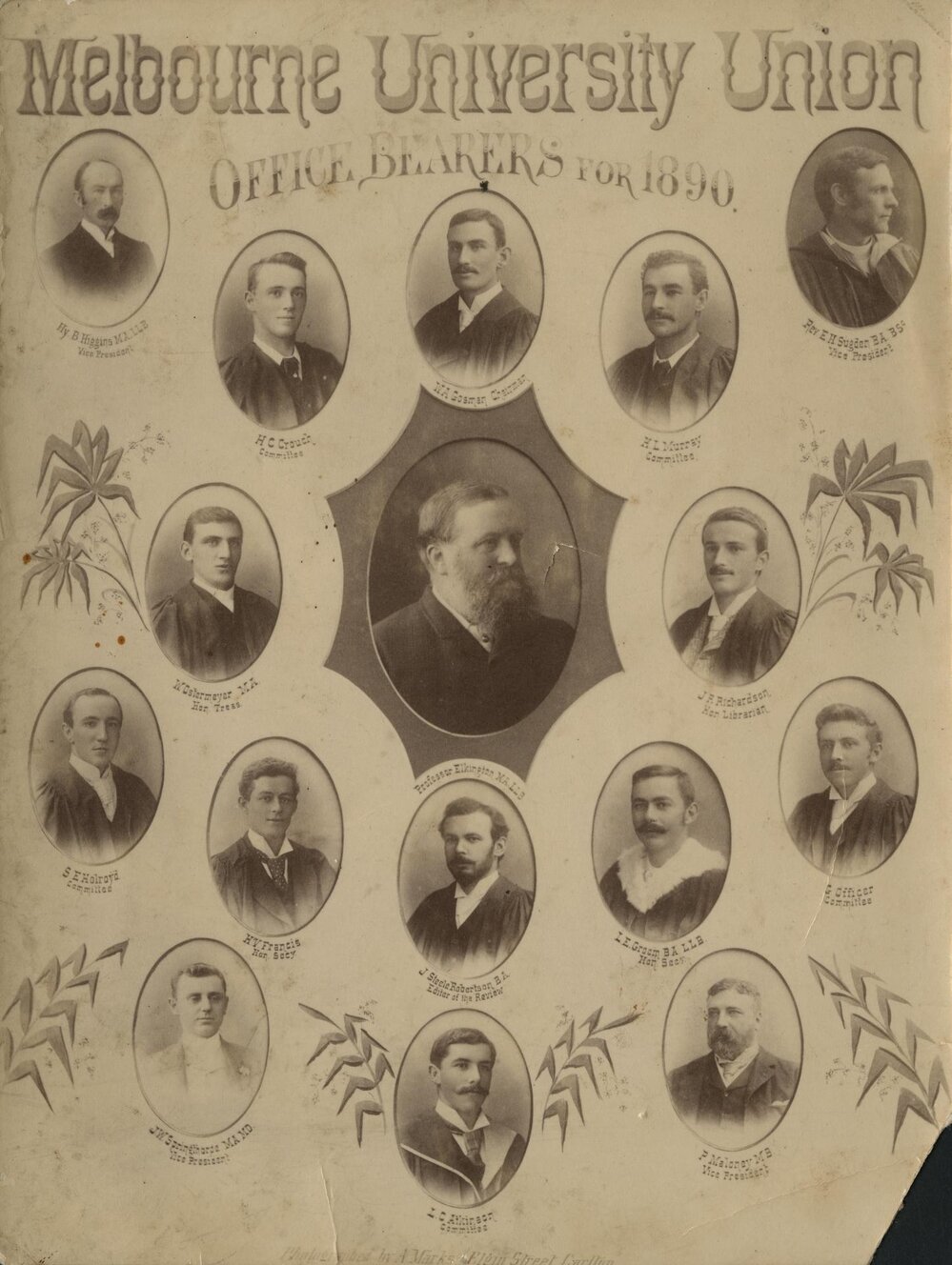 Union Office Bearers, University of Melbourne, 1890.