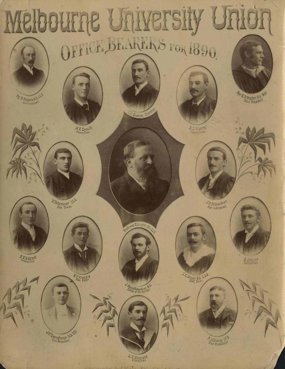 Union Office Bearers, University of Melbourne, 1890.