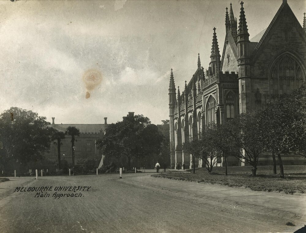 View north along Main Drive, University of Melbourne, circa 1910.