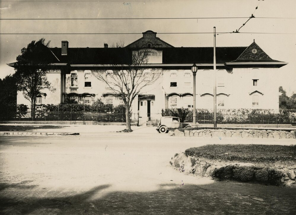 View of Conservatorium of Music across Royal Parade, University of Melbourne, circa 1930.