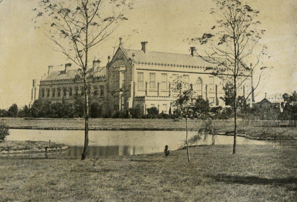 View of northern and eastern wings of the Main Building, University of Melbourne.
