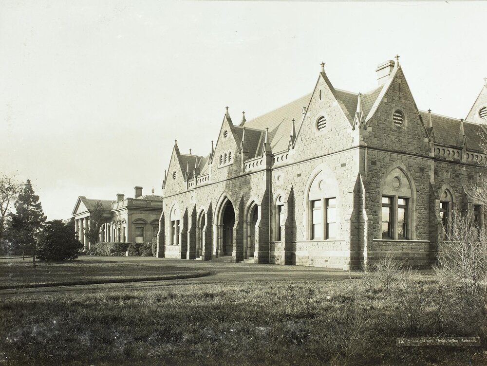 View of old and 'new' Medical School, University of Melbourne, circa 1901.