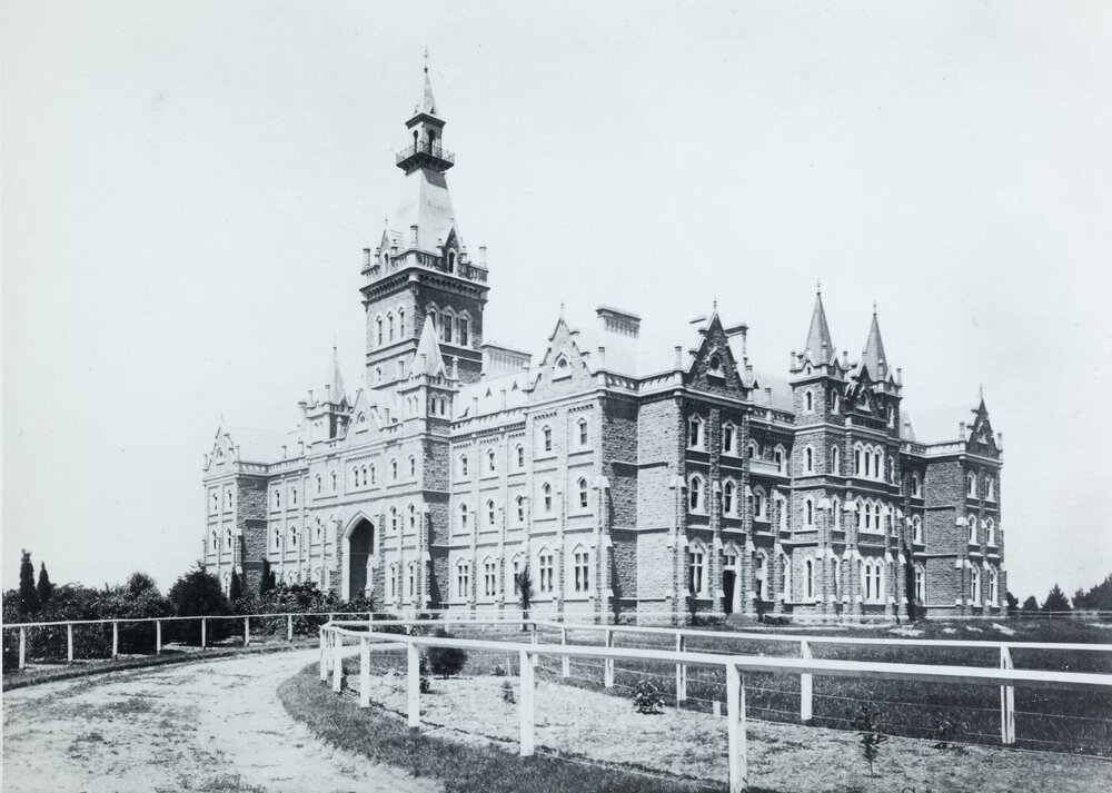 View of Ormond College from north west, University of Melbourne, circa 1885-1893.