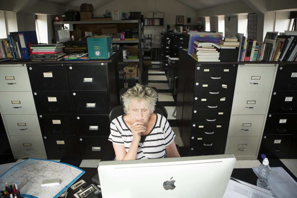 [Greer at desk, Office]