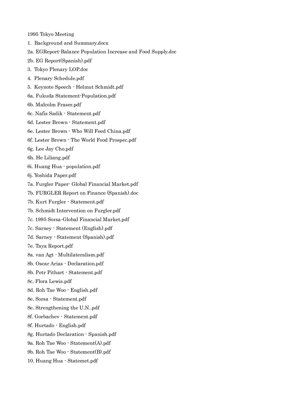 1995 Tokyo Meeting [index]