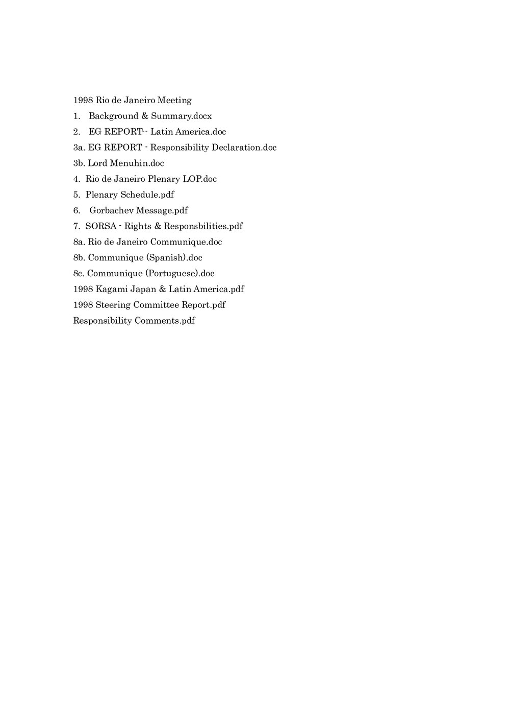 1998 Rio de Janeiro Meeting [index]