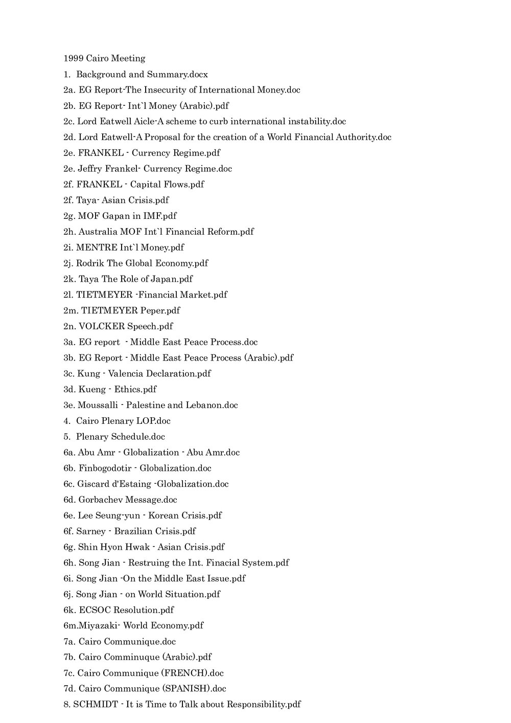 1999 Cairo Meeting [index]