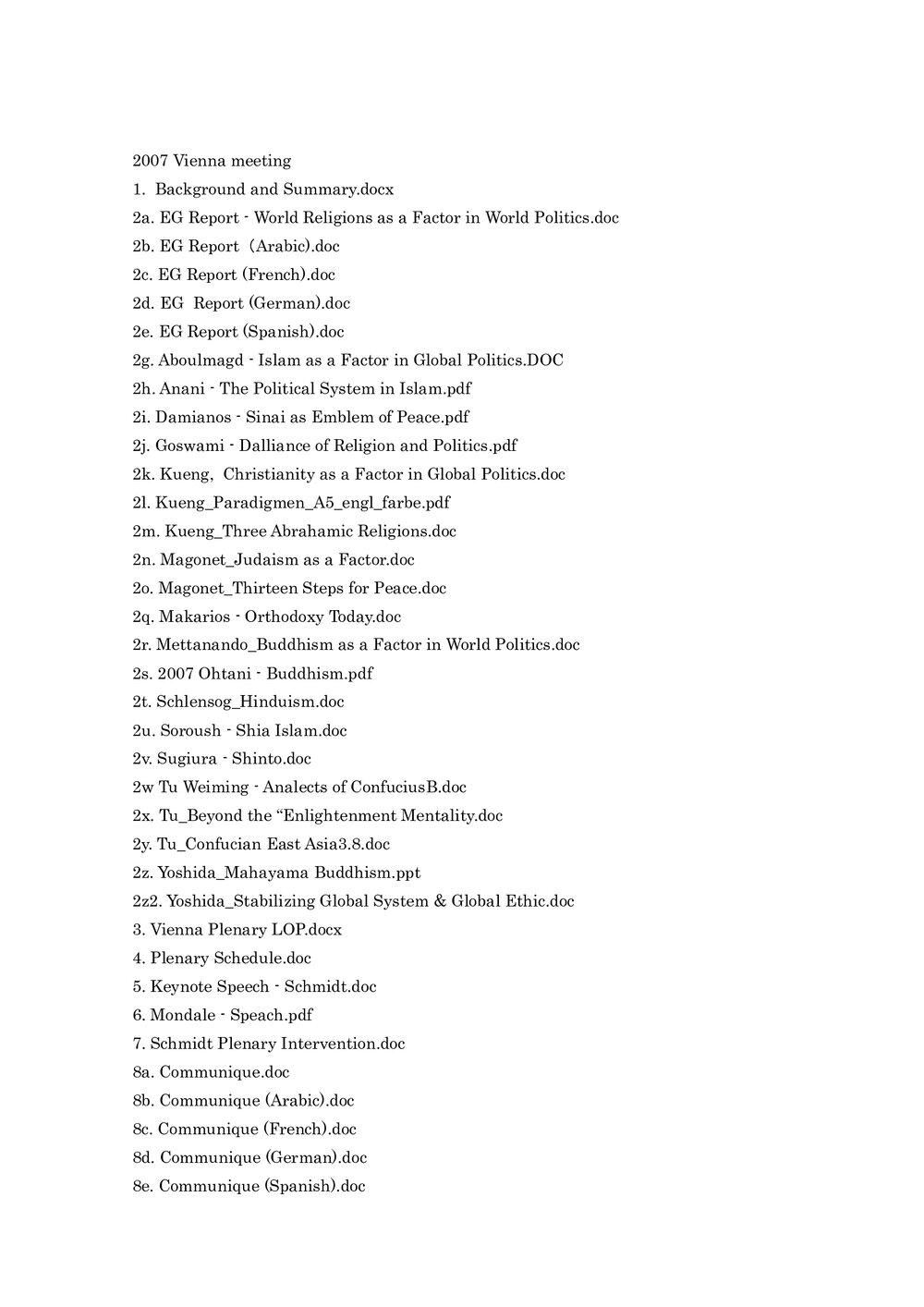 2007 Vienna Meeting [index]