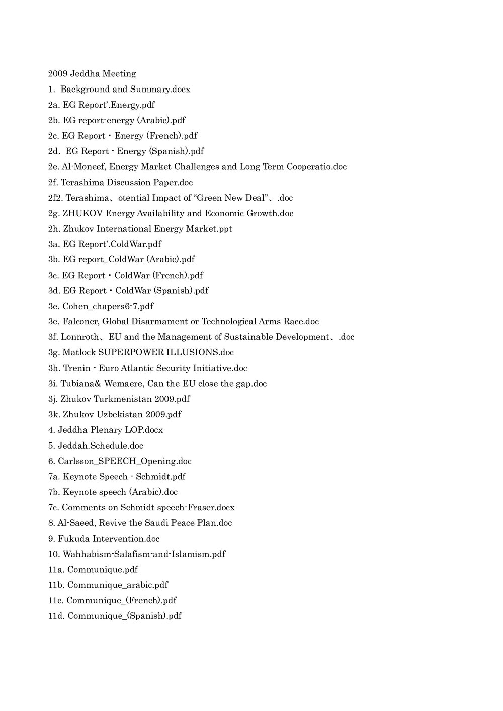 2009 Jeddha Meeting [index]