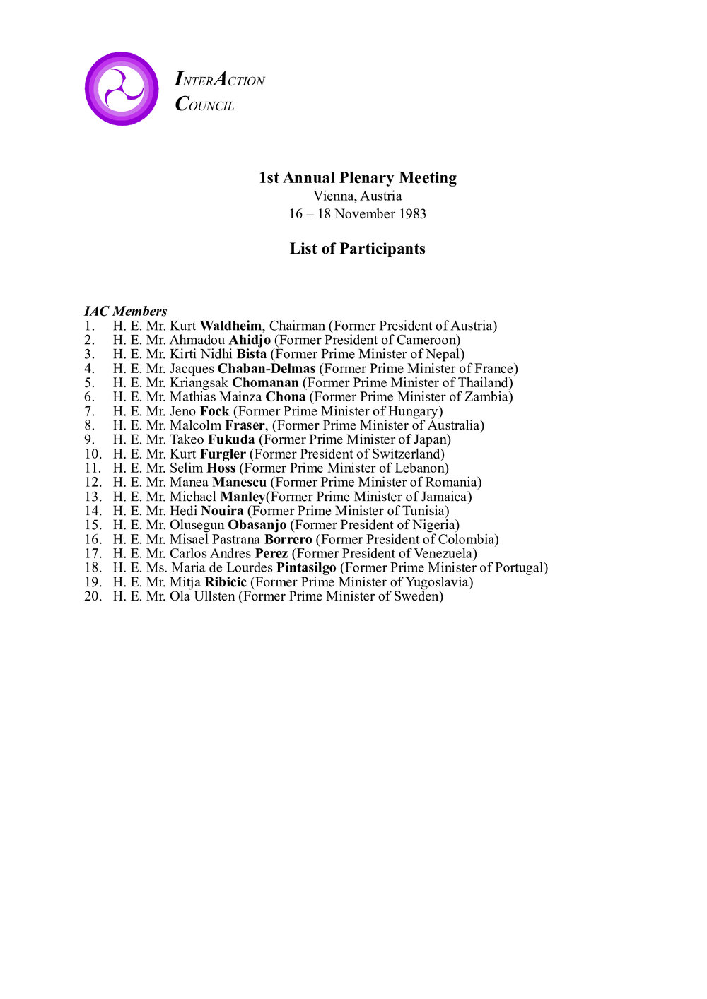 3.Vienna Plenary LOP [list of participants]