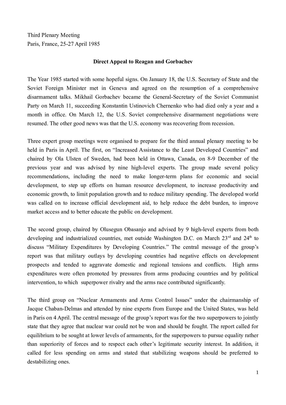 1. Paris Plenary Background &amp; Summary