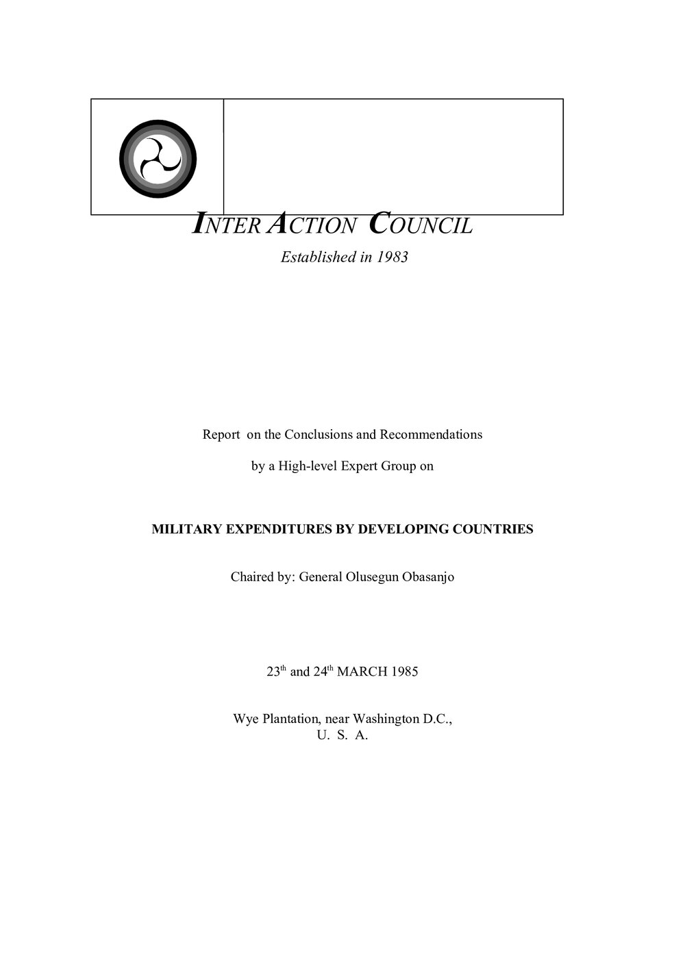 3. EG [expert group] Report -Military Expenditures by Developing Countries