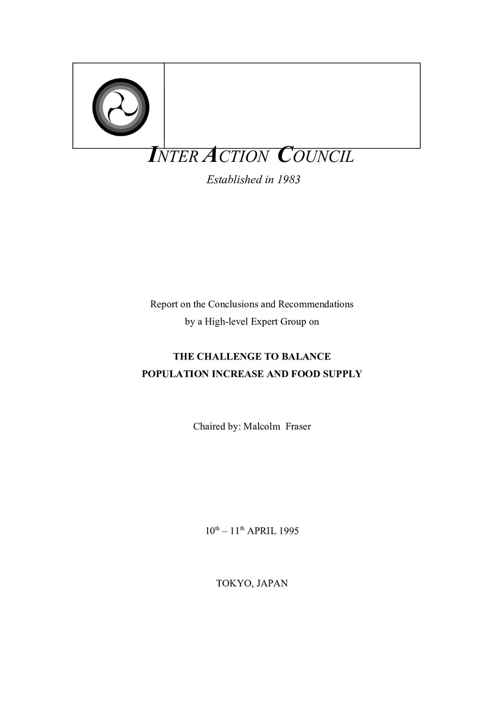 4. EG [expert group] Report-Balance Population Increase and Food Supply
