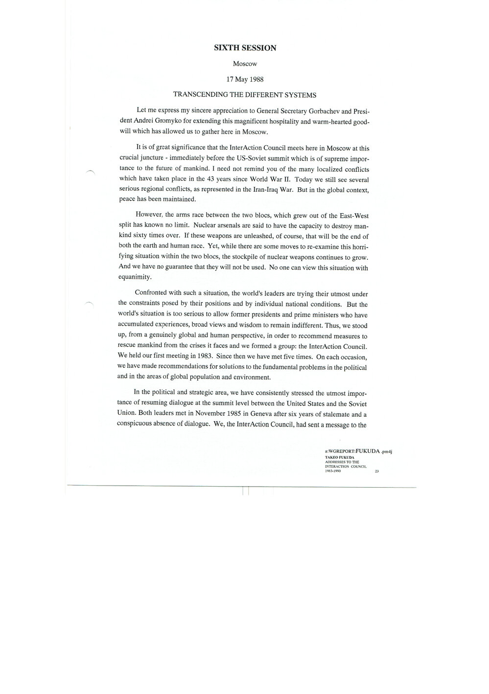 6. Fukuda Statement