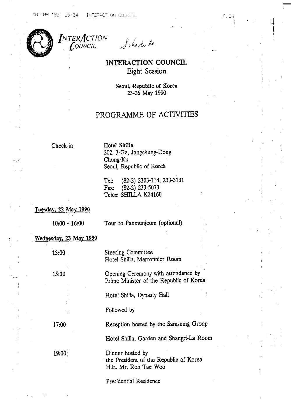 5. Seoul Plenary Schedule