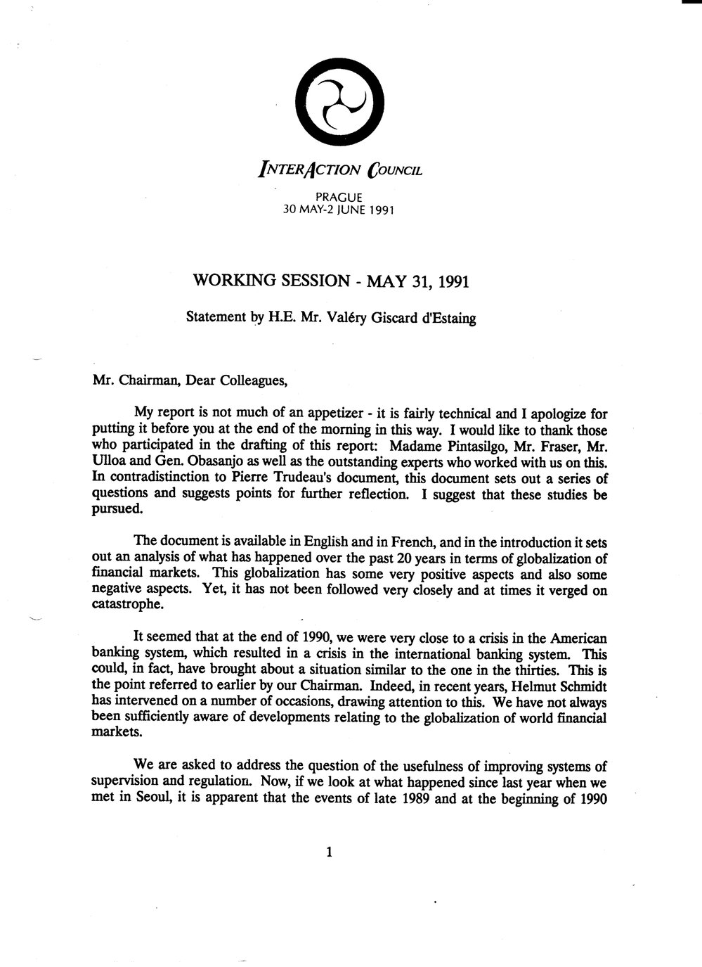 9. Gscard d`Estaing Statement