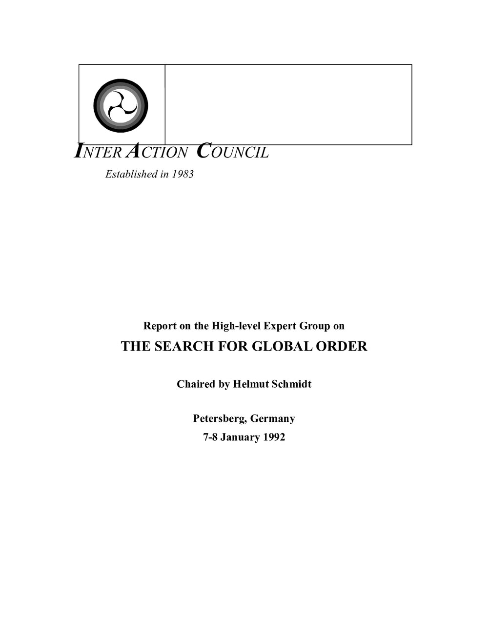 2a. EG [expert group] Report -Search for Global Order