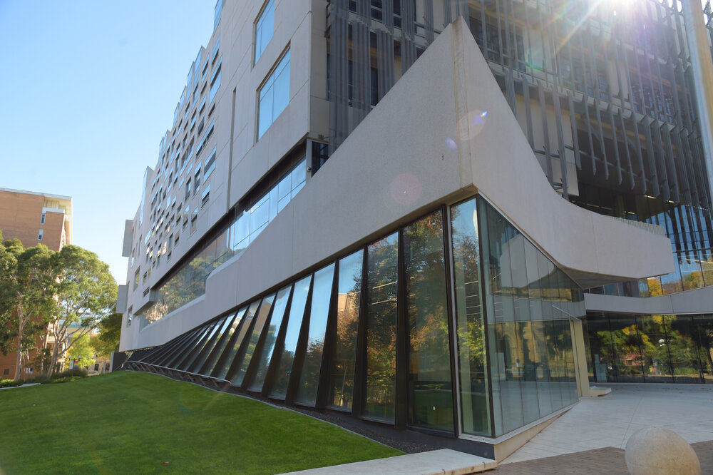 Parkville during COVID lockdown - South east corner of Glyn Davis Building - Melbourne School of Design