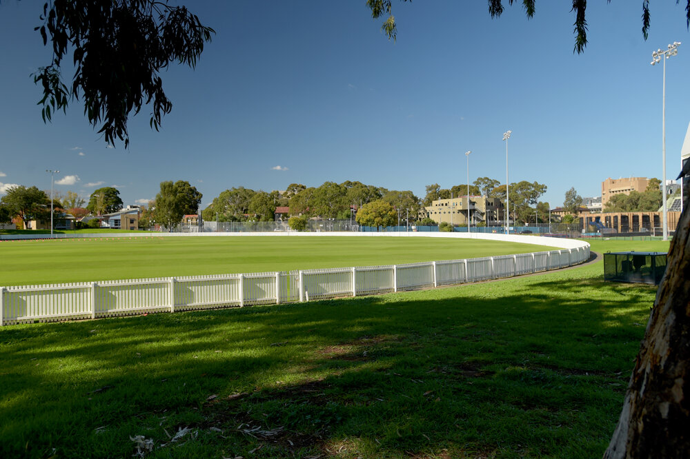 Parkville during COVID lockdown - MU Sports University Oval - photo taken from south west corner