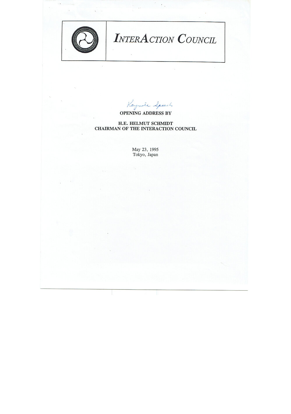 5. Keynote Speech - Helmut Schmidt