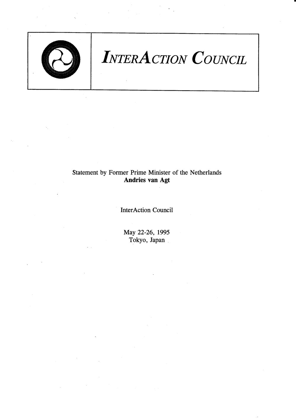 8a. van Agt - Multilateralism