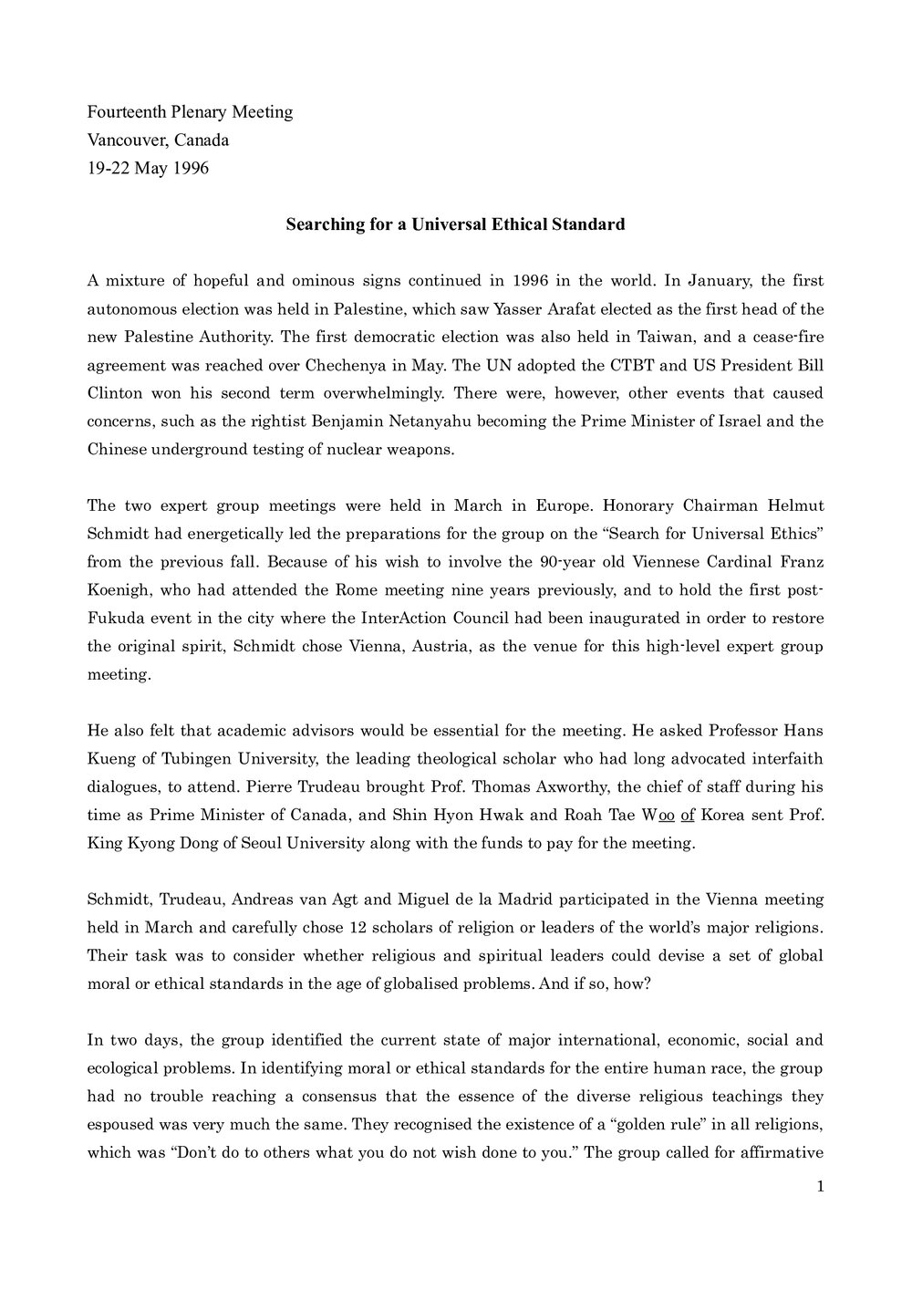 1. Vancouver Meeting - Background &amp; Summary