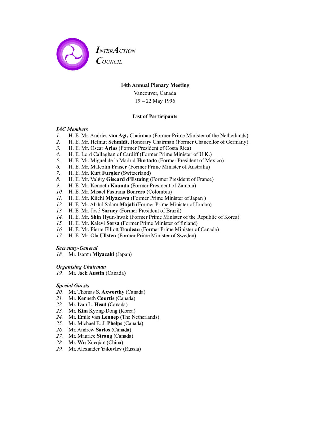 4.Vancouver Plenary LOP [list of participants]