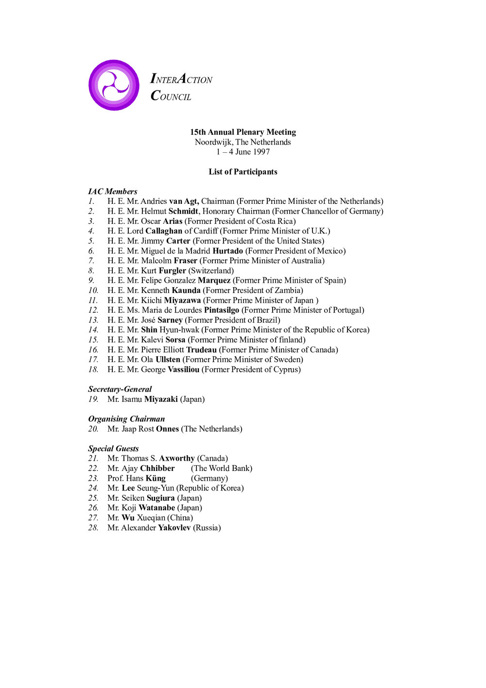 5. Noordwijk Plenary LOP [list of participants]