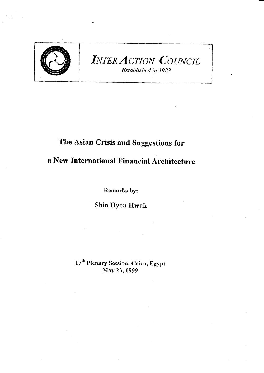 6g. Shin Hyon Hwak - Asian Crisis