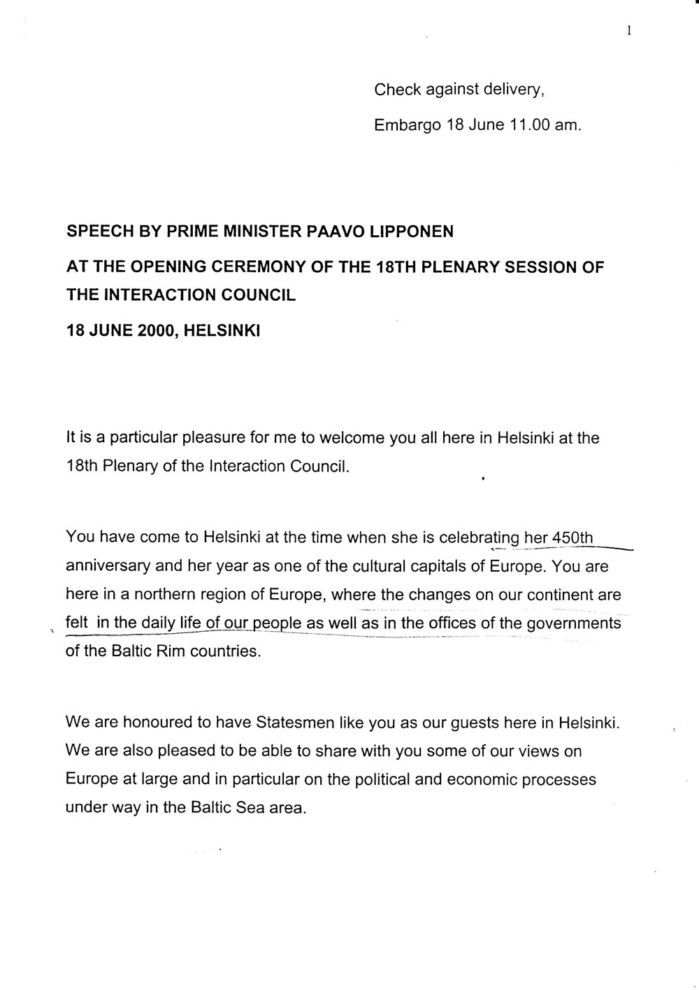 7. Prime Minister Lipponen