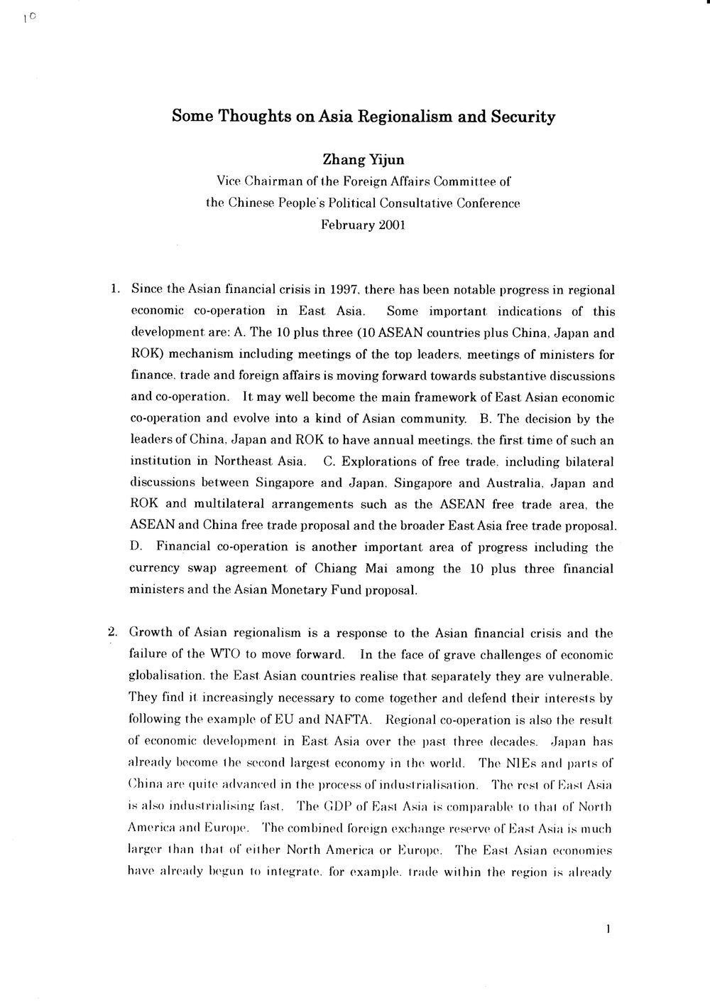 2q. ZHANG -Asian Regionalism &amp; Security