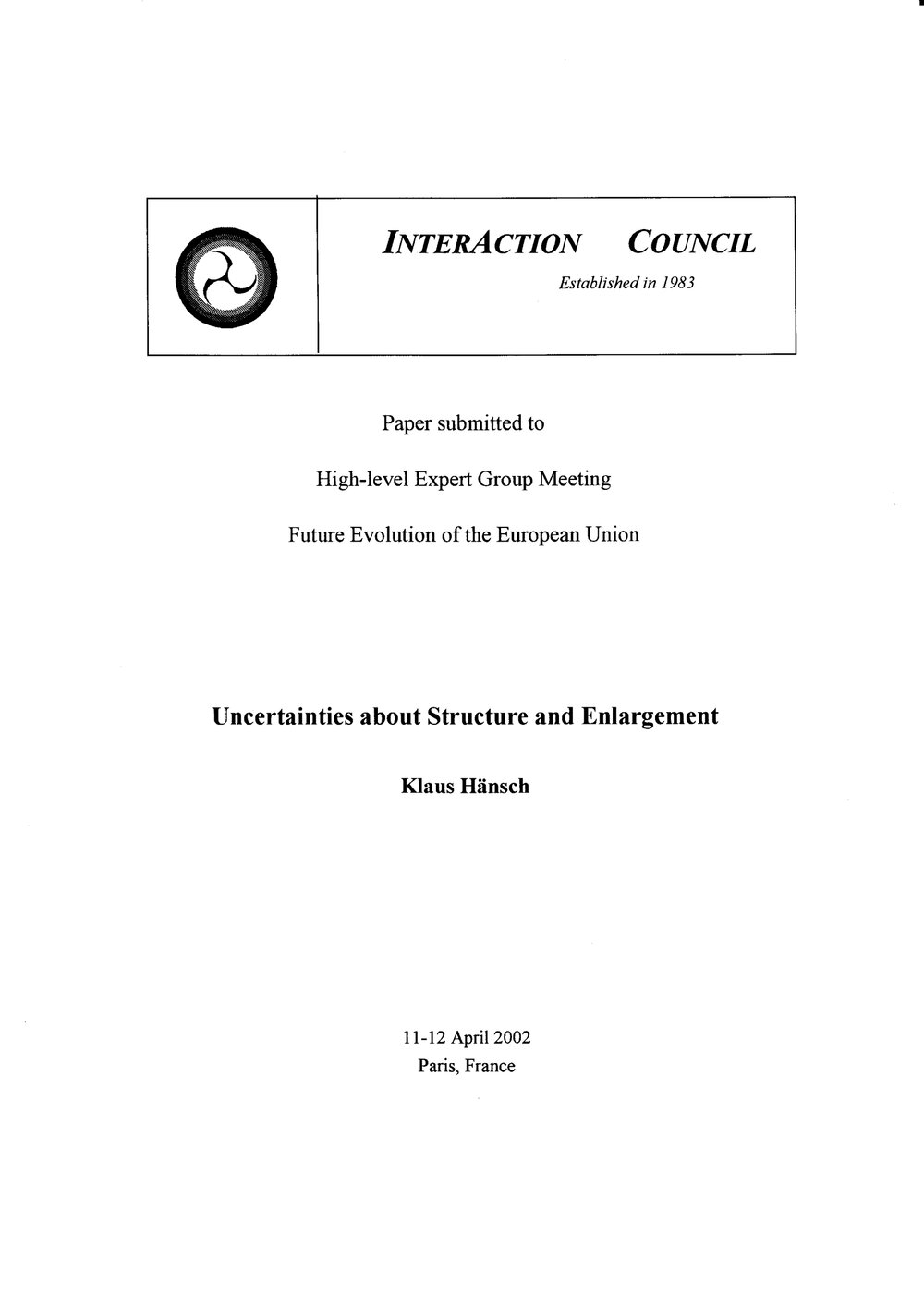2g. Hansch - Uncertainties of Enlargement