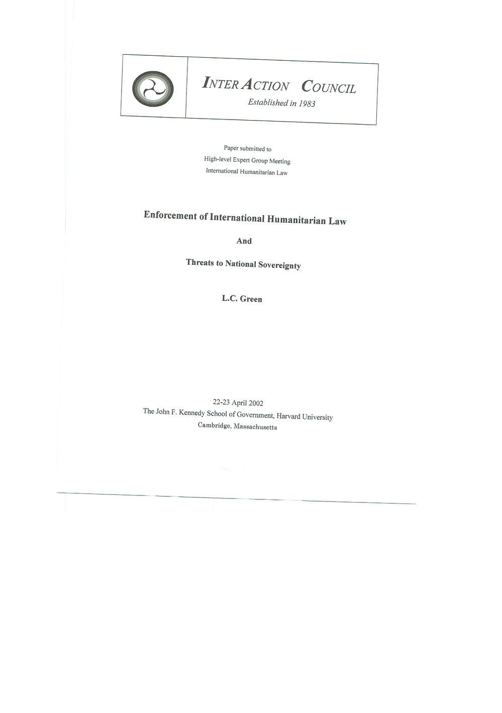 3j. Green - Int'l Humanitarian Law