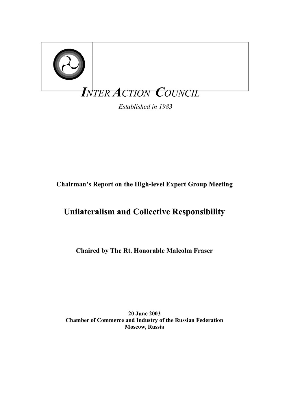 3a. EG [expert group] Report - Unilateralism &amp; Collective Responsibility