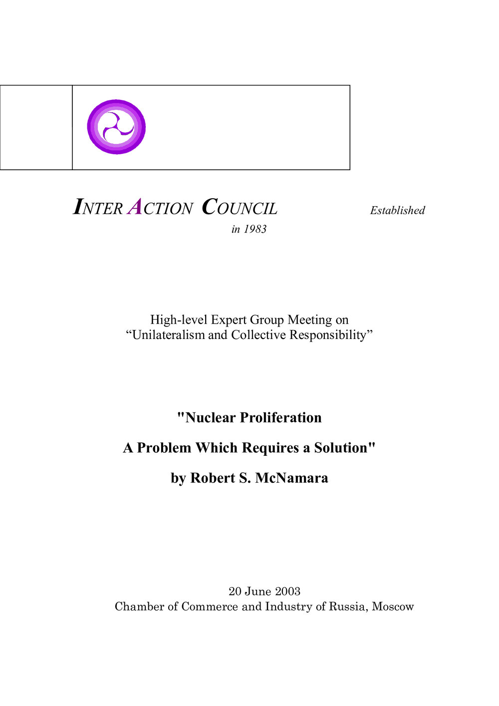 3d. McNamara - Nuclear Proliferation
