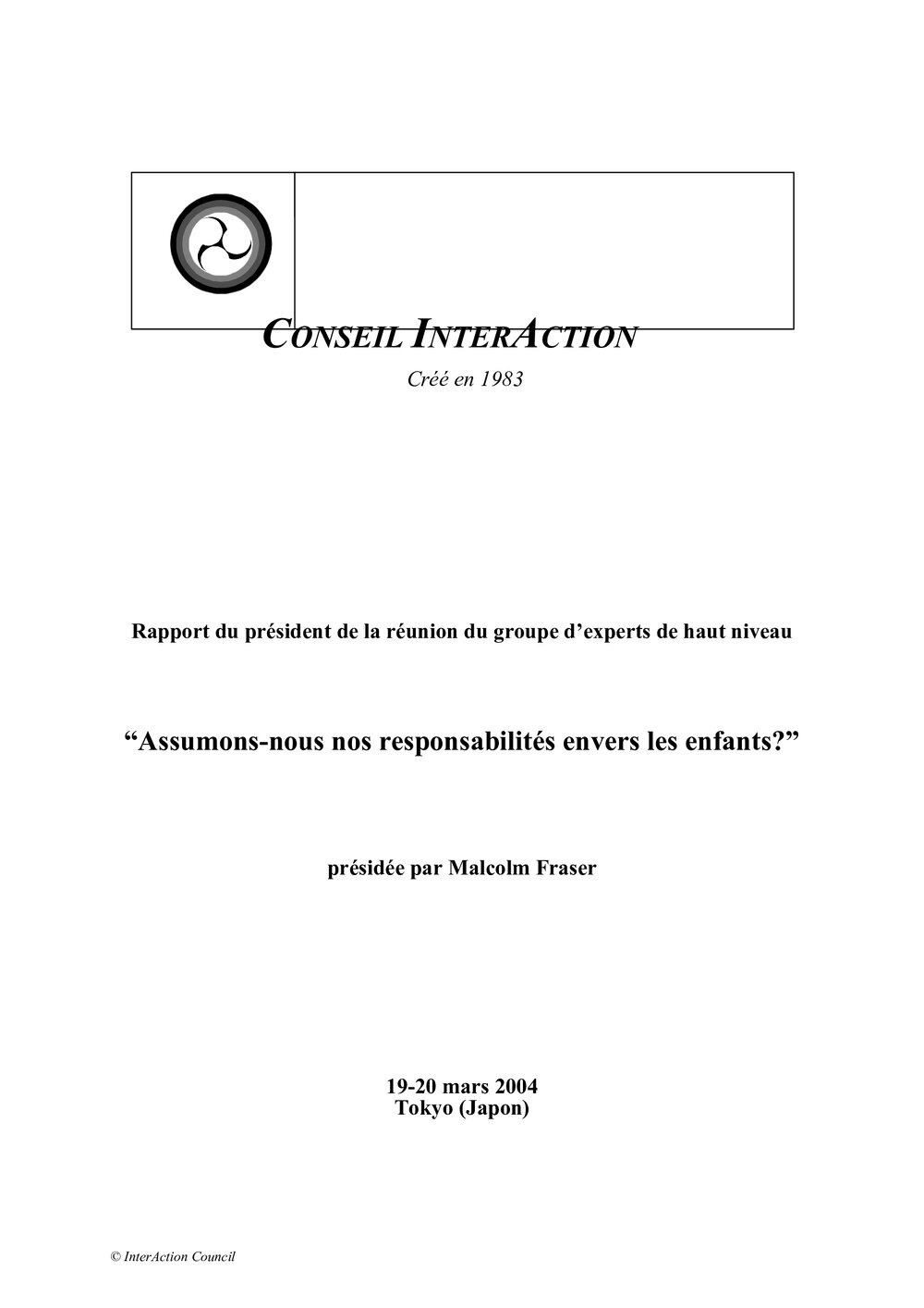 2b. EG [expert group] Report - Responsibility to Children  (French)