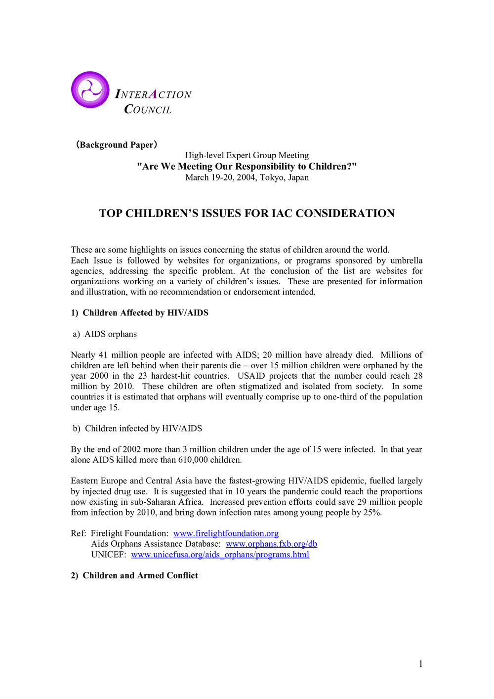 2m. Top Children's Issues