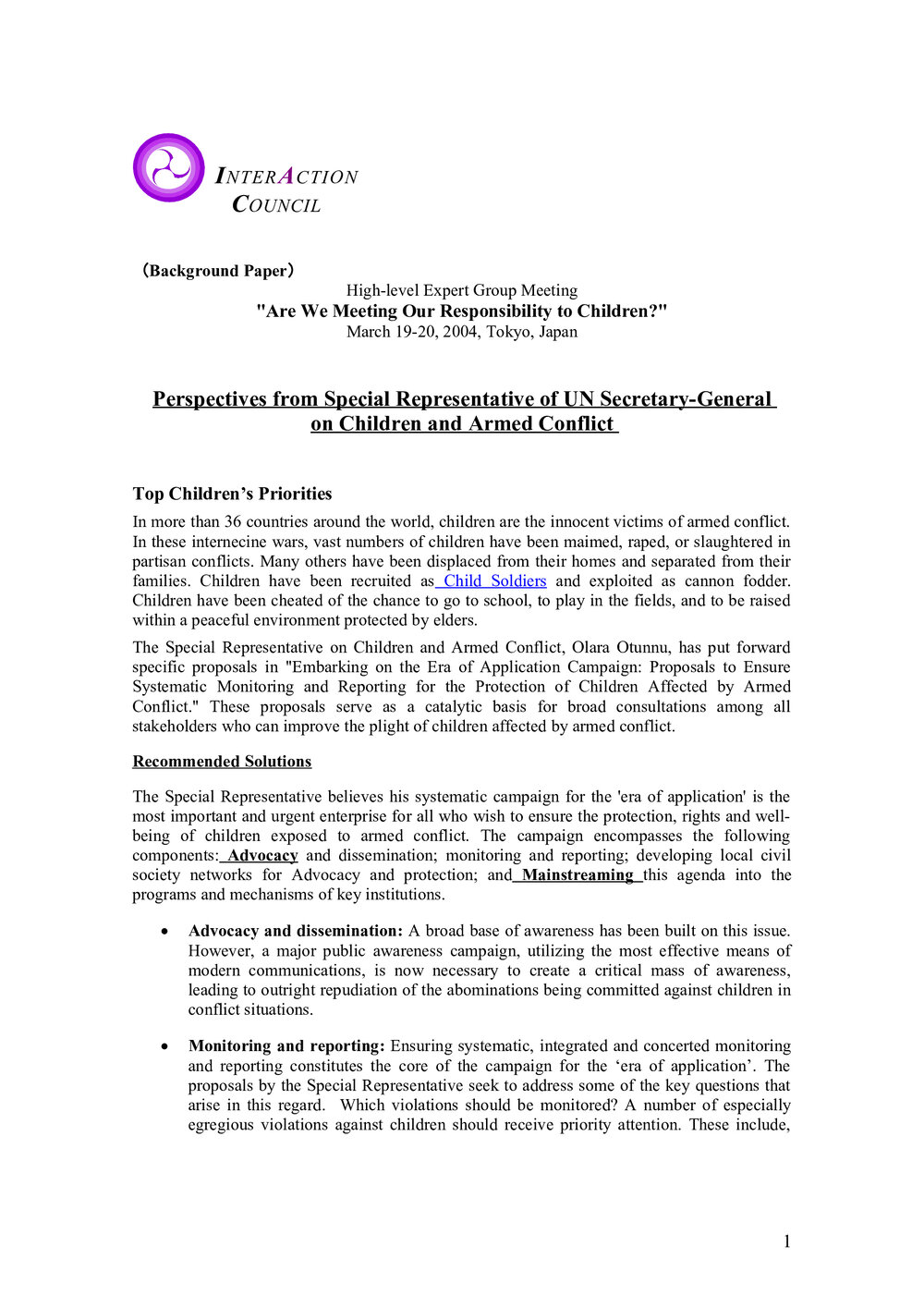 2n UNSG - Children and Armed Conflict