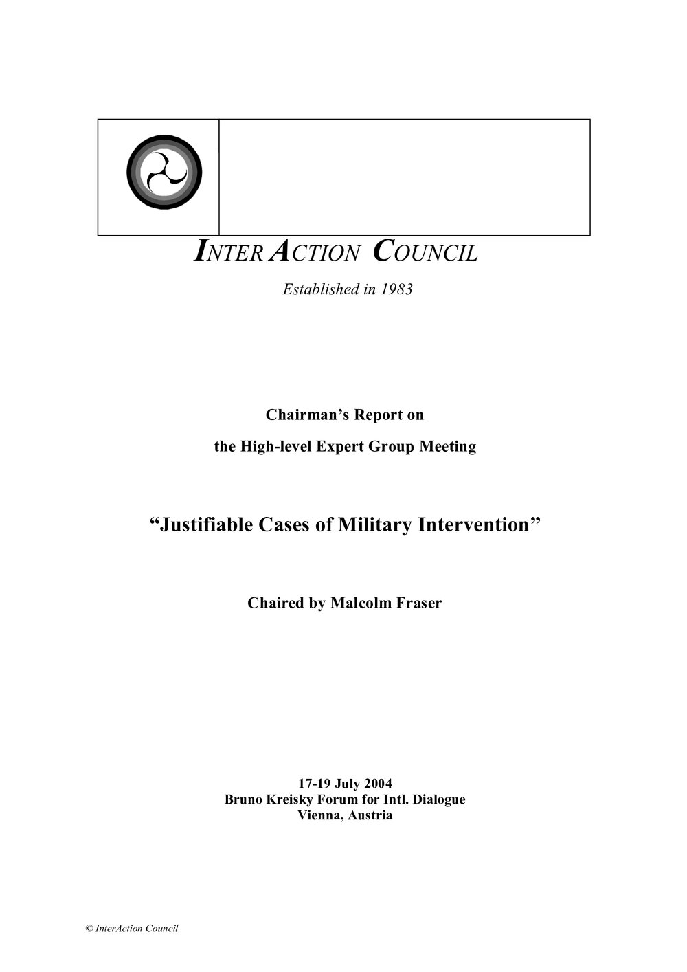 3a. EG [expert group] Report - Military Intervention