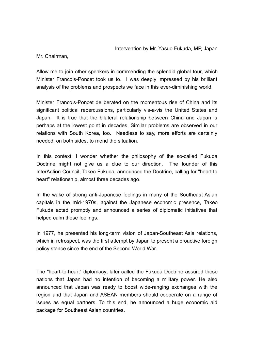 10. Fukuda speech