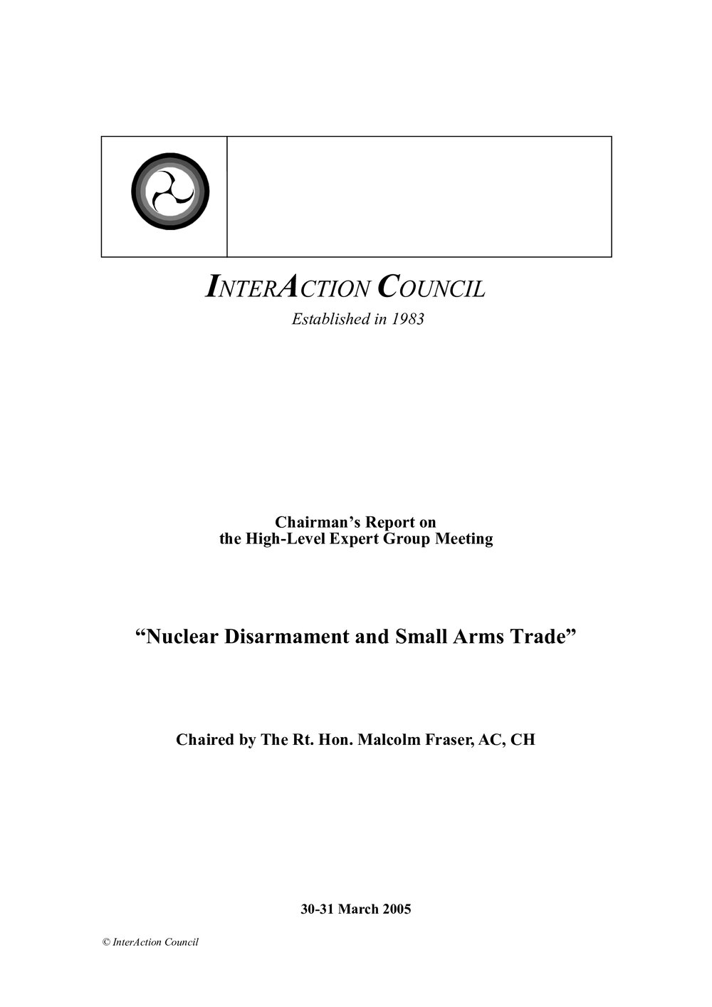 2a. EG [expert group] report -Disarmament