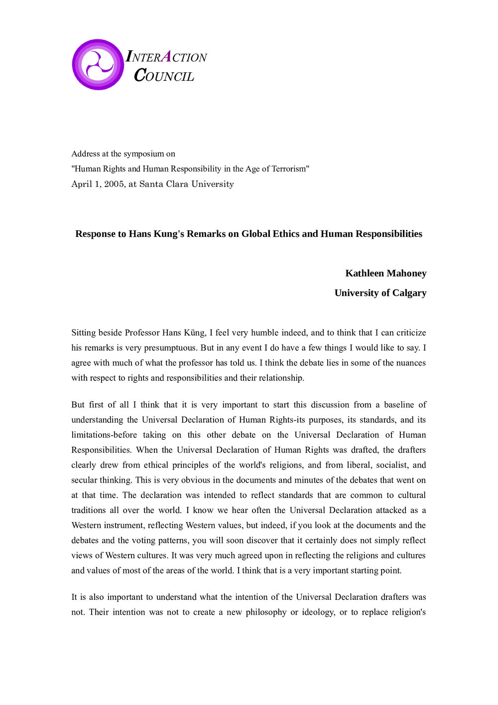 3e. Mahoney-Response to Hans Kung