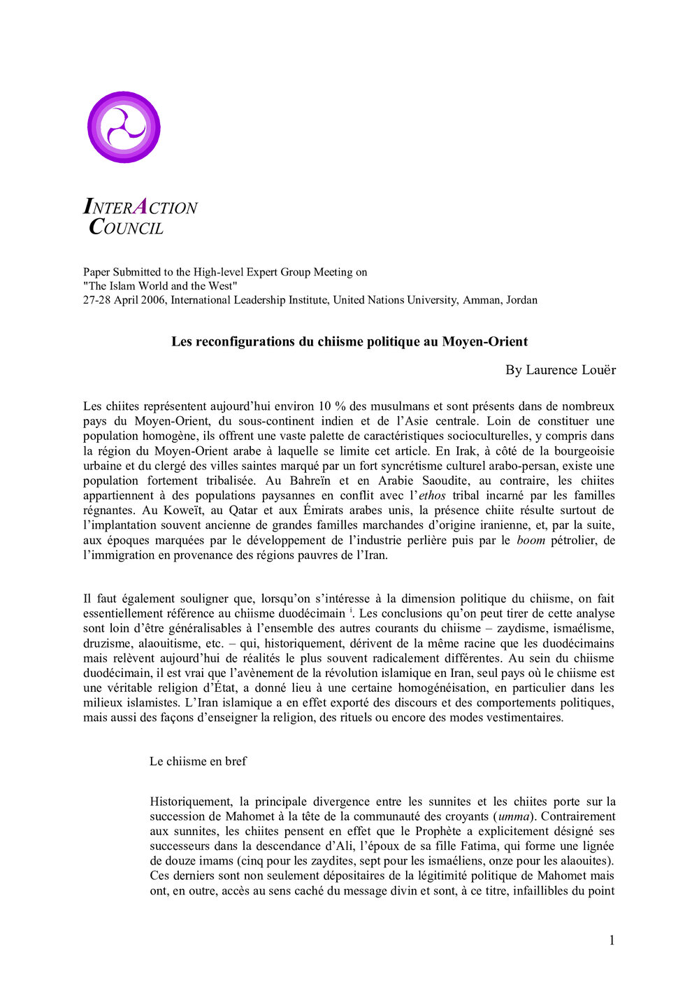 3q. Louer (Reconfigurations du chiisme au MO arabe)